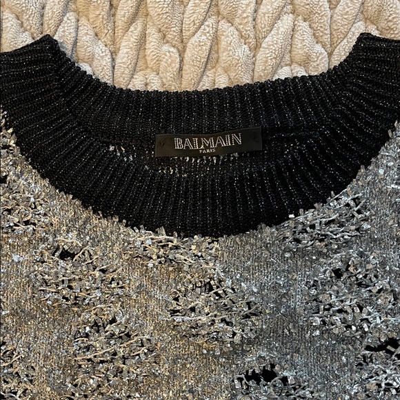 Balmain Black and Gray Textured Sweater - Picture 3 of 6